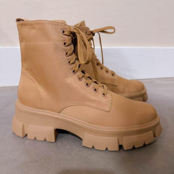 Steve Maden Thora Nylon Lace Up Chunky Combat Lug Boots Gorpcore Tan Size 9 NWT - Picture 3 of 12
